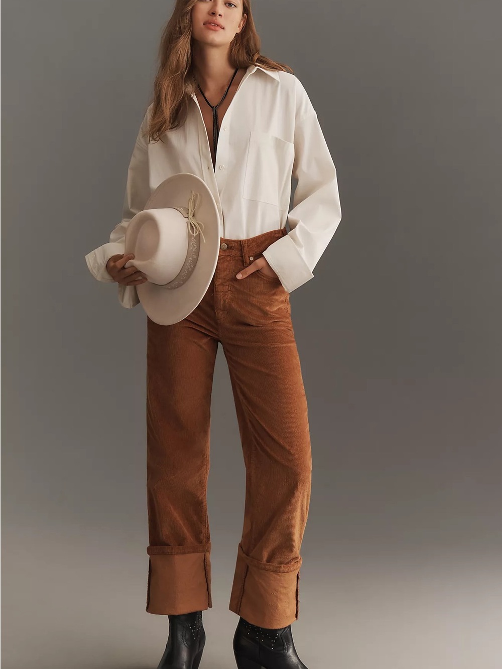 Scotty Cuffed High-Rise Straight-Leg Jeans by Pilcro: Corduroy Edition